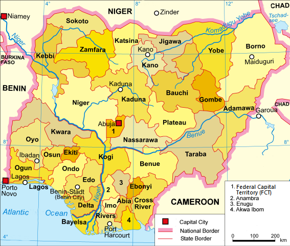 Shapefiles of Nigerian States